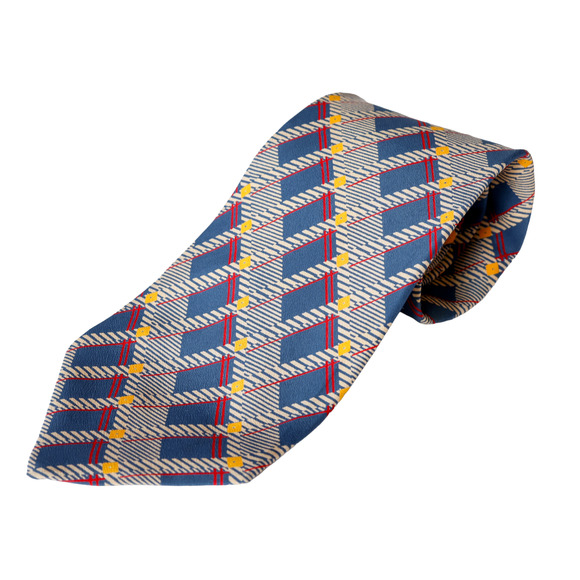 Vintage Dunhill Silk Argyle Striped Tie Luxury Wedding Preppy Business Corporate - Picture 5 of 15